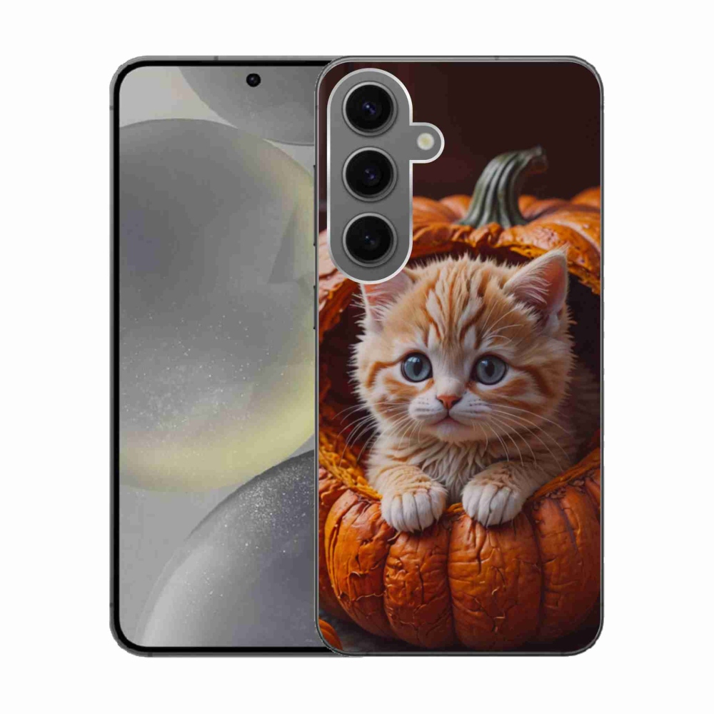 Gélový kryt mmCase na Samsung Galaxy S24 - mačiatko a tekvica 2
