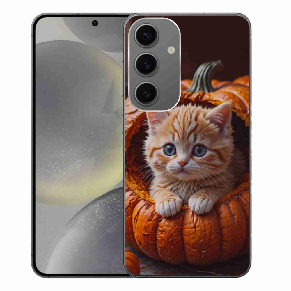 Gélový kryt mmCase na Samsung Galaxy S24+ - mačiatko a tekvica 2