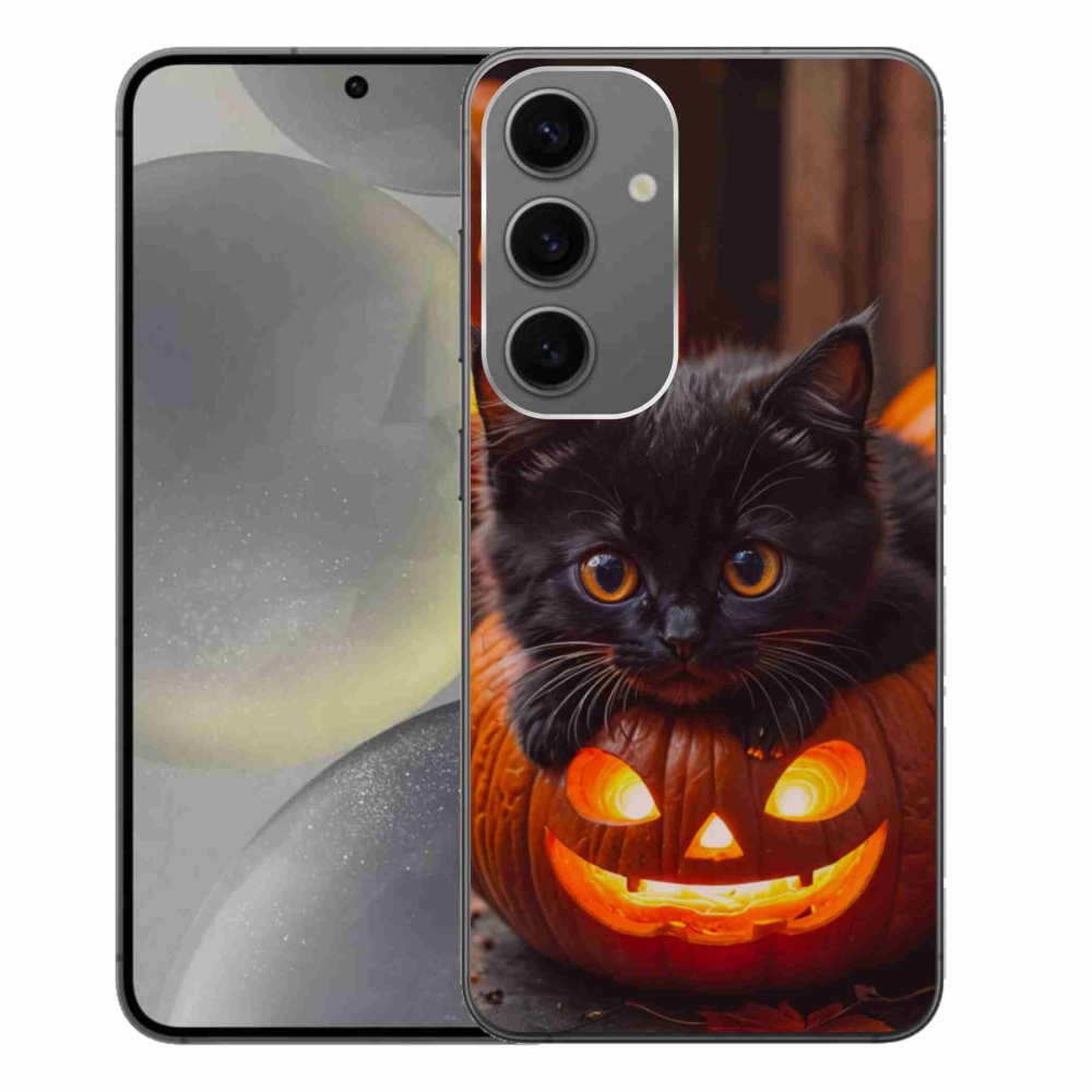 Gélový kryt mmCase na Samsung Galaxy S24+ - mačiatko a tekvica