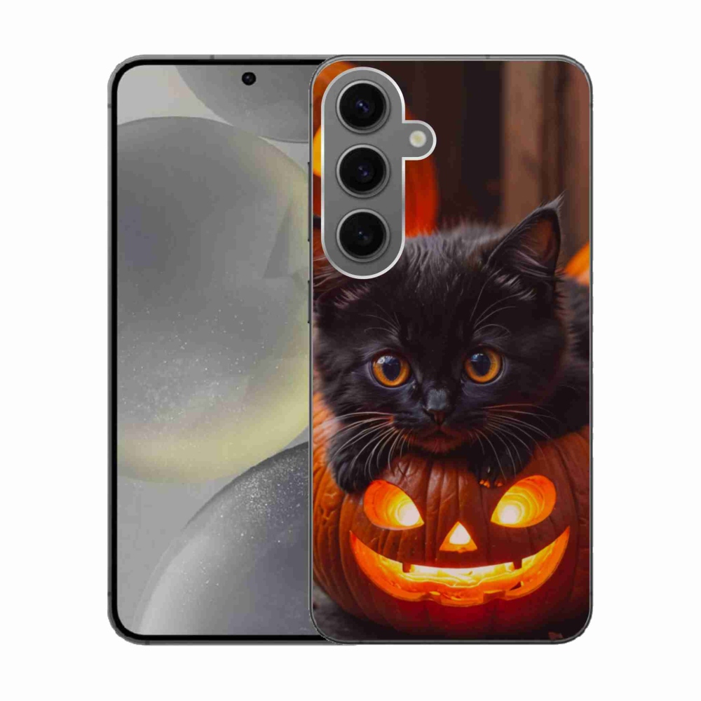 Gélový kryt mmCase na Samsung Galaxy S24 - mačiatko a tekvica