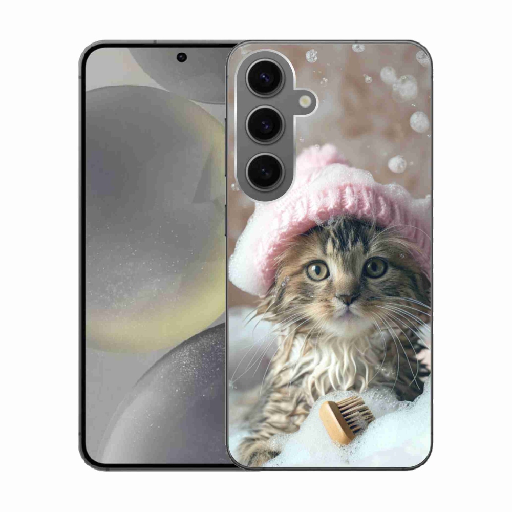 Gélový kryt mmCase na Samsung Galaxy S24 - mačiatko a kúpeľ