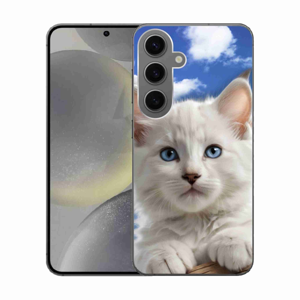 Gélový kryt mmCase na Samsung Galaxy S24 - mačiatko a oblaky