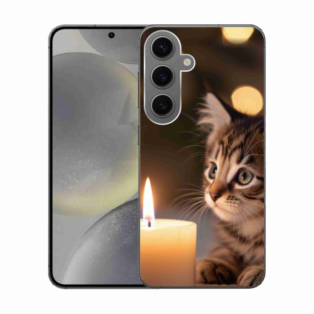 Gélový kryt mmCase na Samsung Galaxy S24 - mačiatko a sviečka