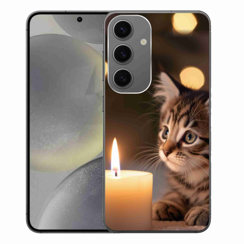 Gélový kryt mmCase na Samsung Galaxy S24+ - mačiatko a sviečka