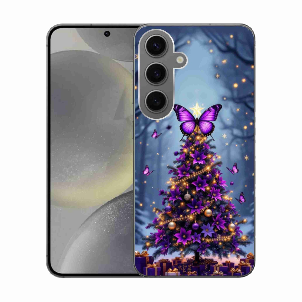 Gélový kryt mmCase na Samsung Galaxy S24 - motýlí vianočný stromček