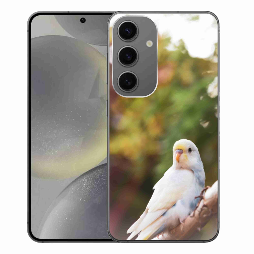 Gélový kryt mmCase na Samsung Galaxy S24+ - papagáj andulka biela
