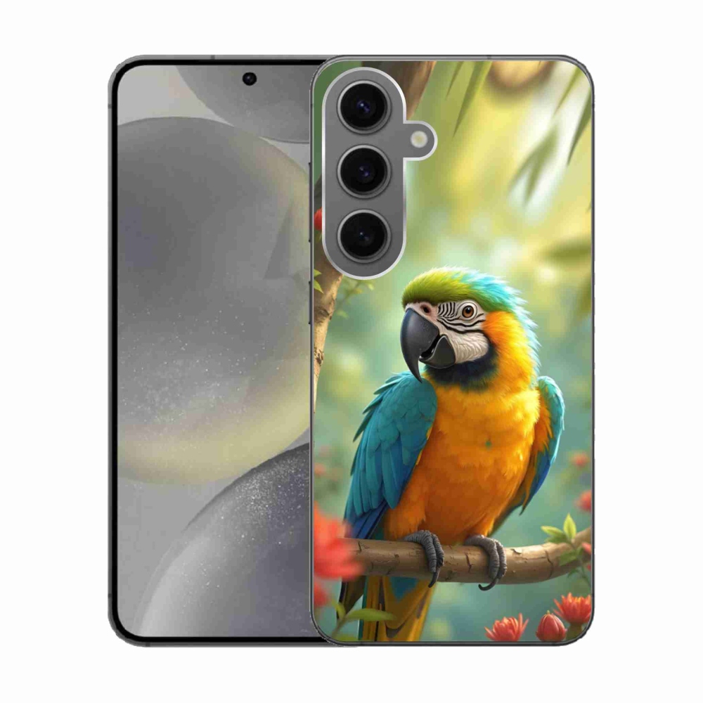 Gélový kryt mmCase na Samsung Galaxy S24 - papagáj ara modrožltá
