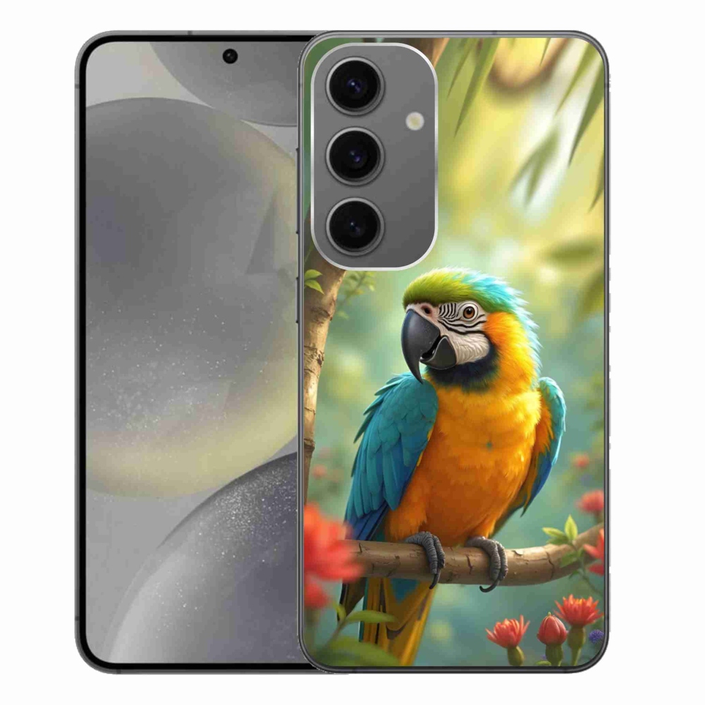 Gélový kryt mmCase na Samsung Galaxy S24+ - papagáj ara modrožltá