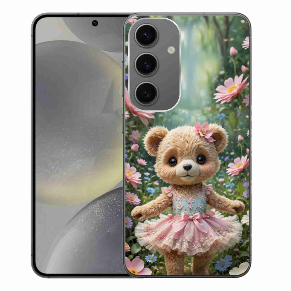 Gélový kryt mmCase na Samsung Galaxy S24+ - roztomilý medvedík v kvetoch