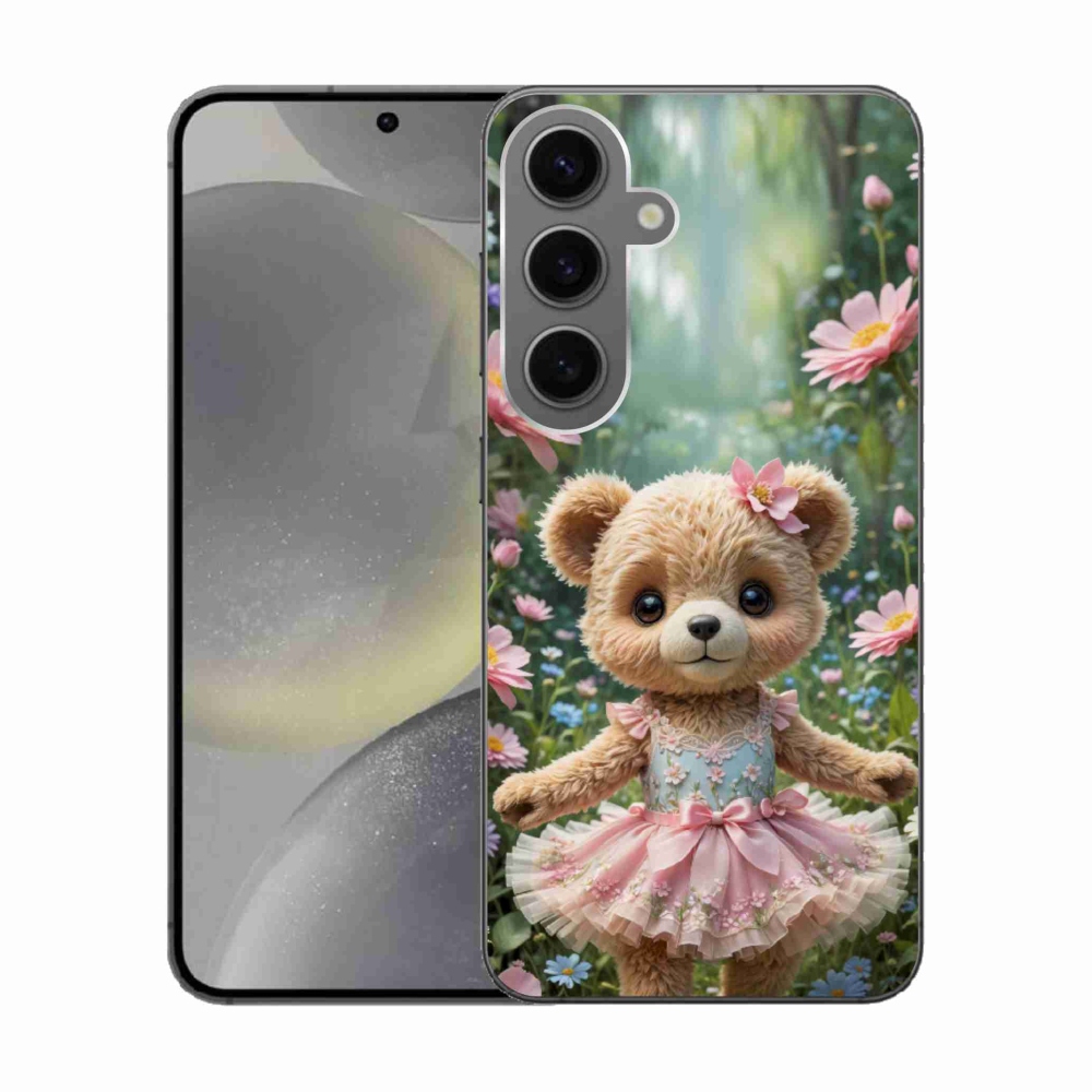 Gélový kryt mmCase na Samsung Galaxy S24 - roztomilý medvedík v kvetoch