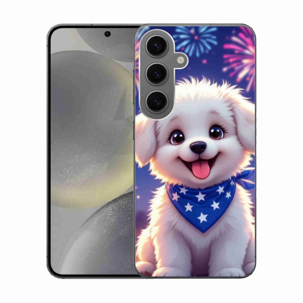 Gélový kryt mmCase na Samsung Galaxy S24 - slávnostné šteňa
