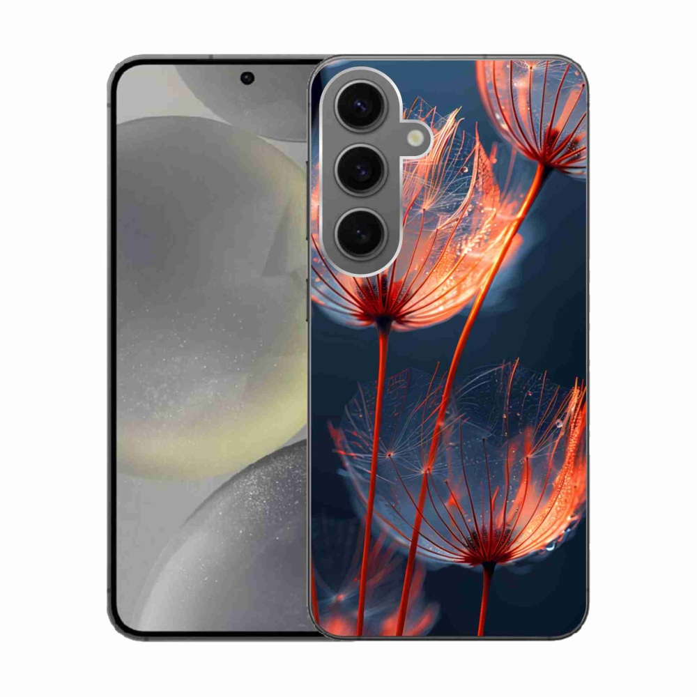 Gélový kryt mmCase na Samsung Galaxy S24 - svetielkujúce páperie