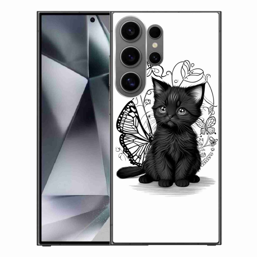 Gélový kryt mmCase na Samsung Galaxy S24 Ultra - čierne mačiatko