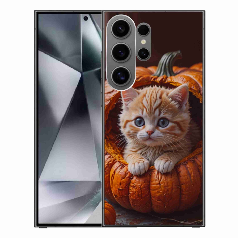 Gélový kryt mmCase na Samsung Galaxy S24 Ultra - mačiatko a tekvica 2