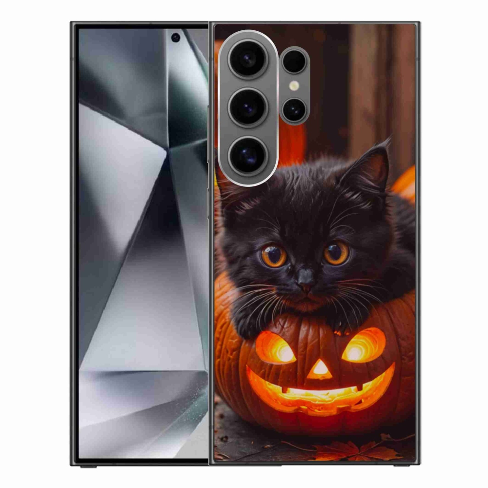 Gélový kryt mmCase na Samsung Galaxy S24 Ultra - mačiatko a tekvica