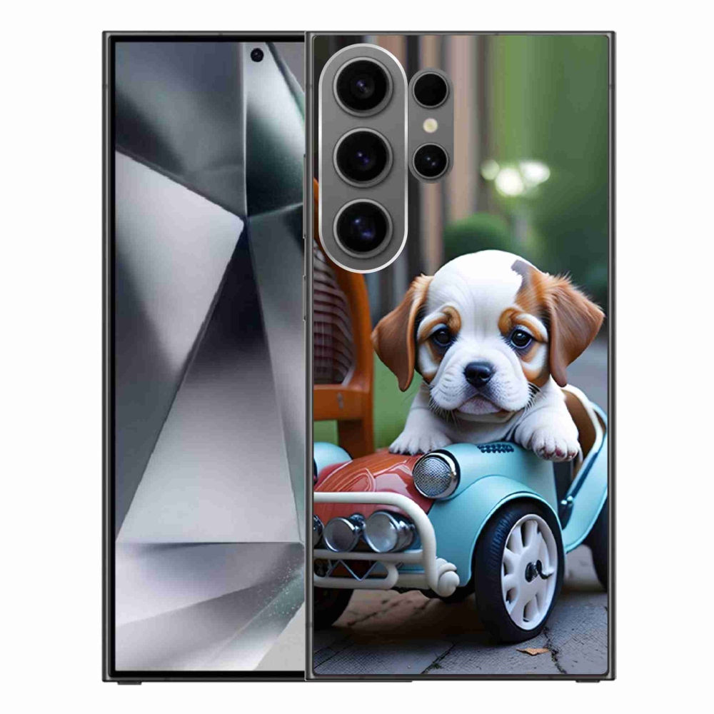 Gélový kryt mmCase na Samsung Galaxy S24 Ultra - šteňa v retro aute
