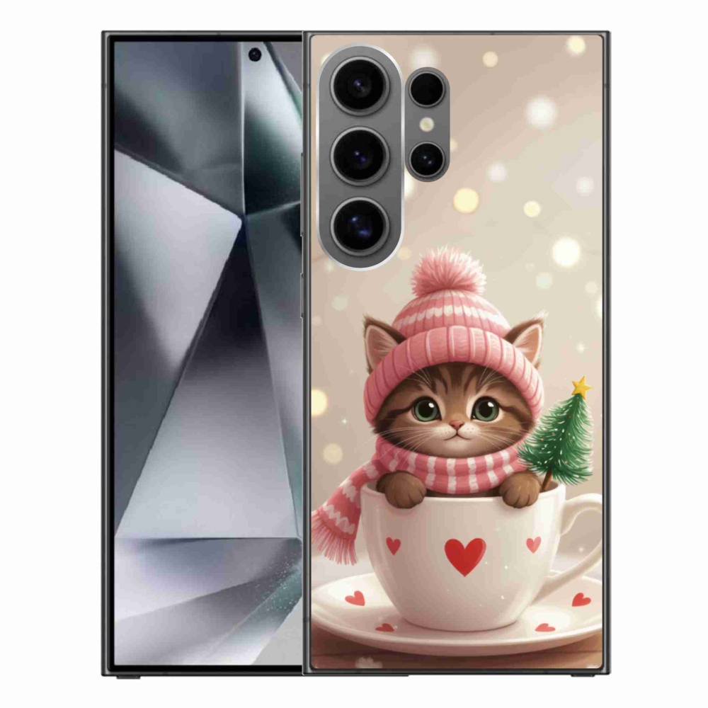 Gélový kryt mmCase na Samsung Galaxy S24 Ultra - vianočné mačiatko v hrnčeku