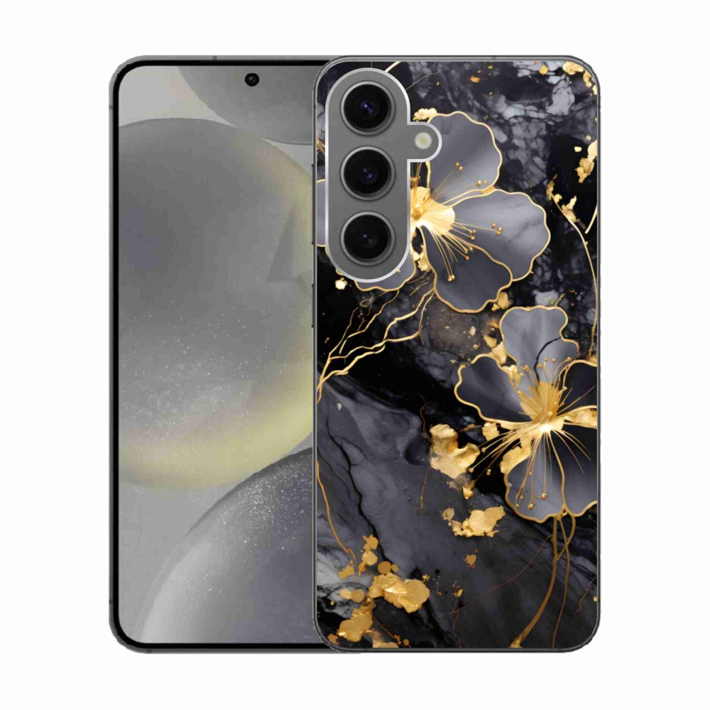Gélový kryt mmCase na Samsung Galaxy S24 - zlaté kvety