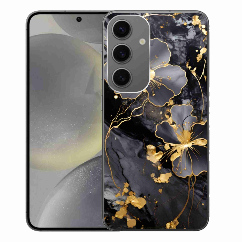 Gélový kryt mmCase na Samsung Galaxy S24+ - zlaté kvety