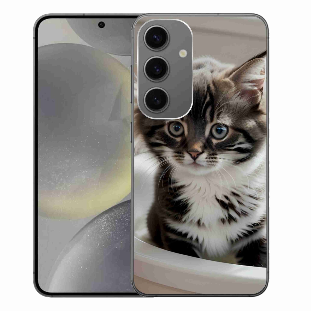 Gélový kryt mmCase na Samsung Galaxy S24+ - zvedavé mačiatko