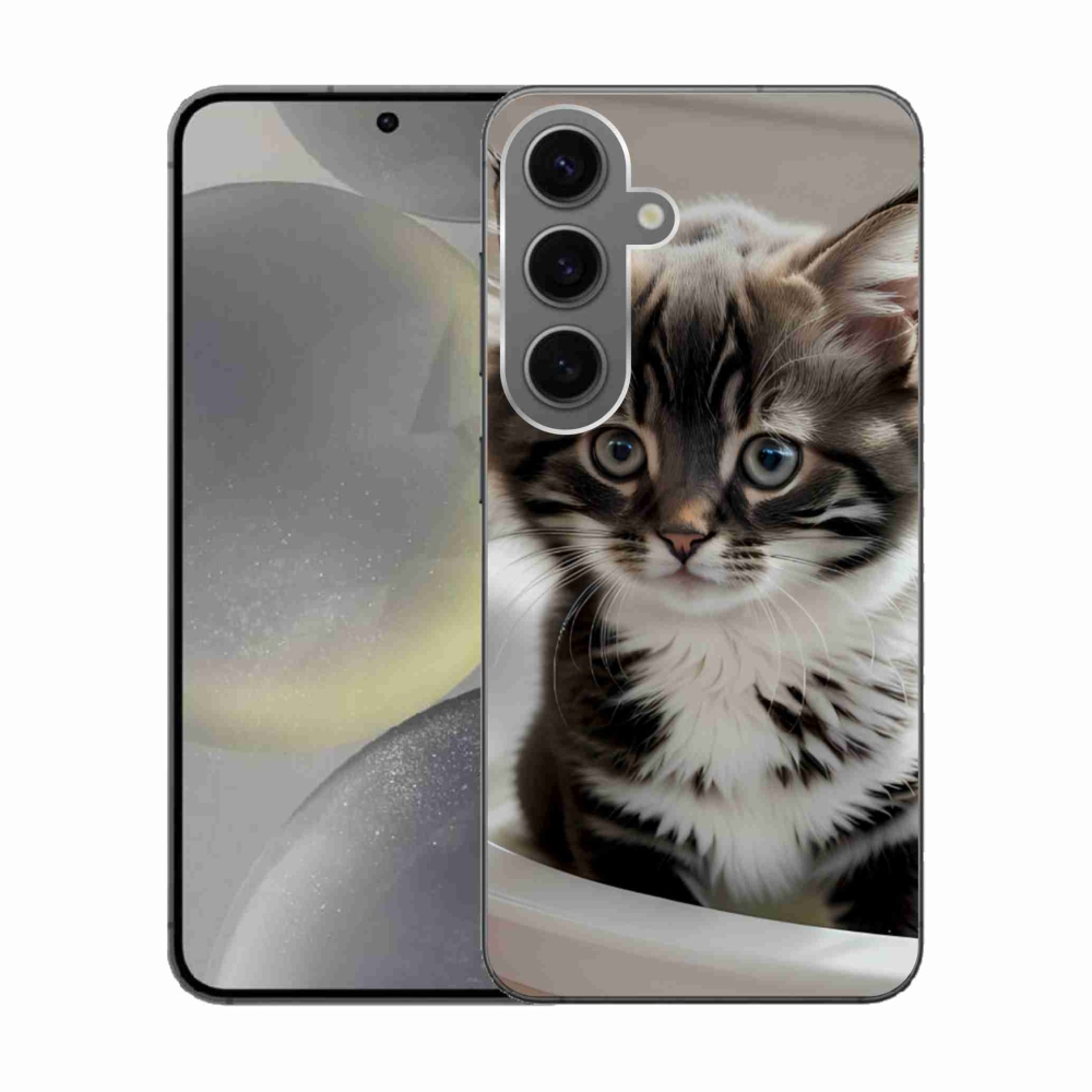 Gélový kryt mmCase na Samsung Galaxy S24 - zvedavé mačiatko