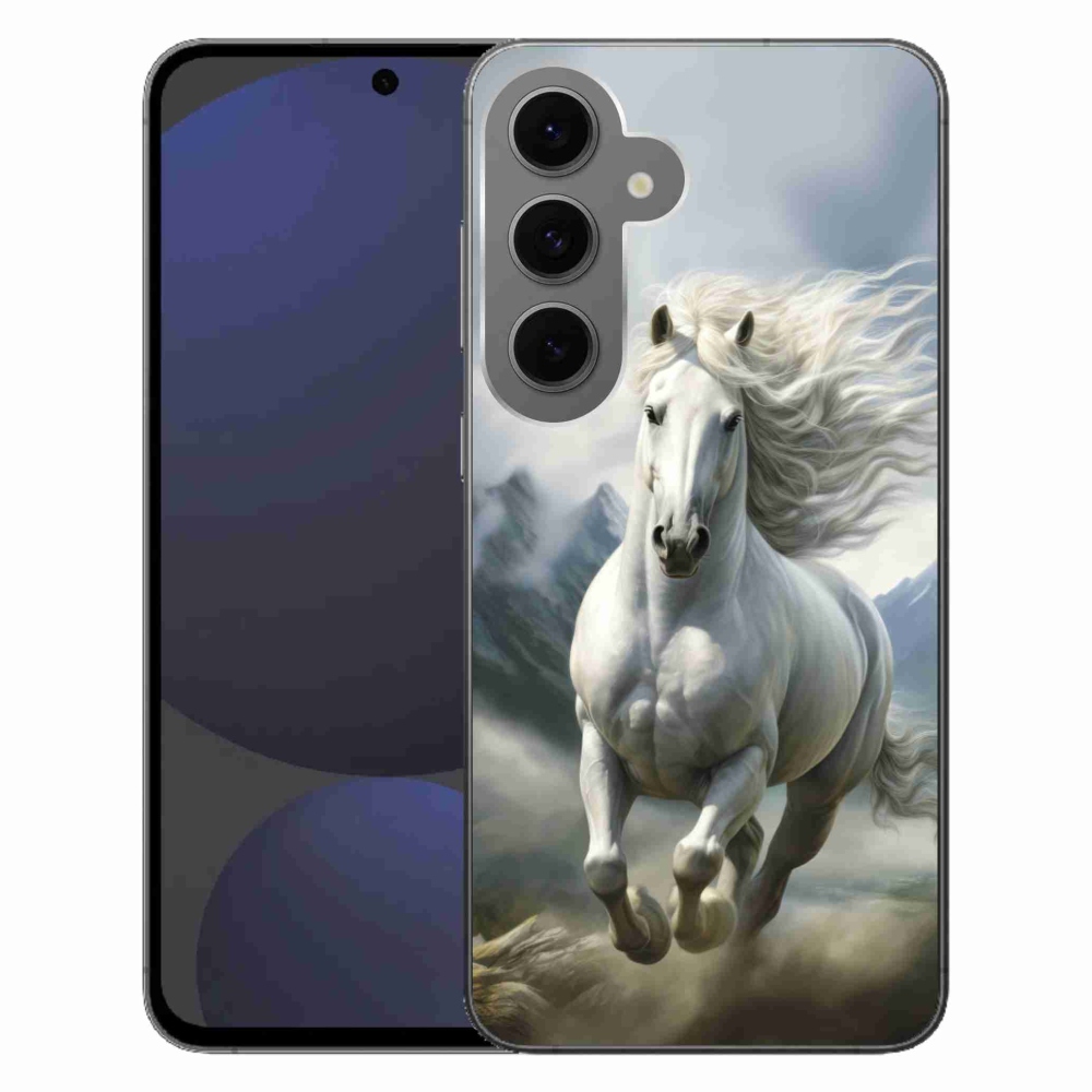 Gélový kryt mmCase na Samsung Galaxy S24FE - bežiaci biely kôň 3