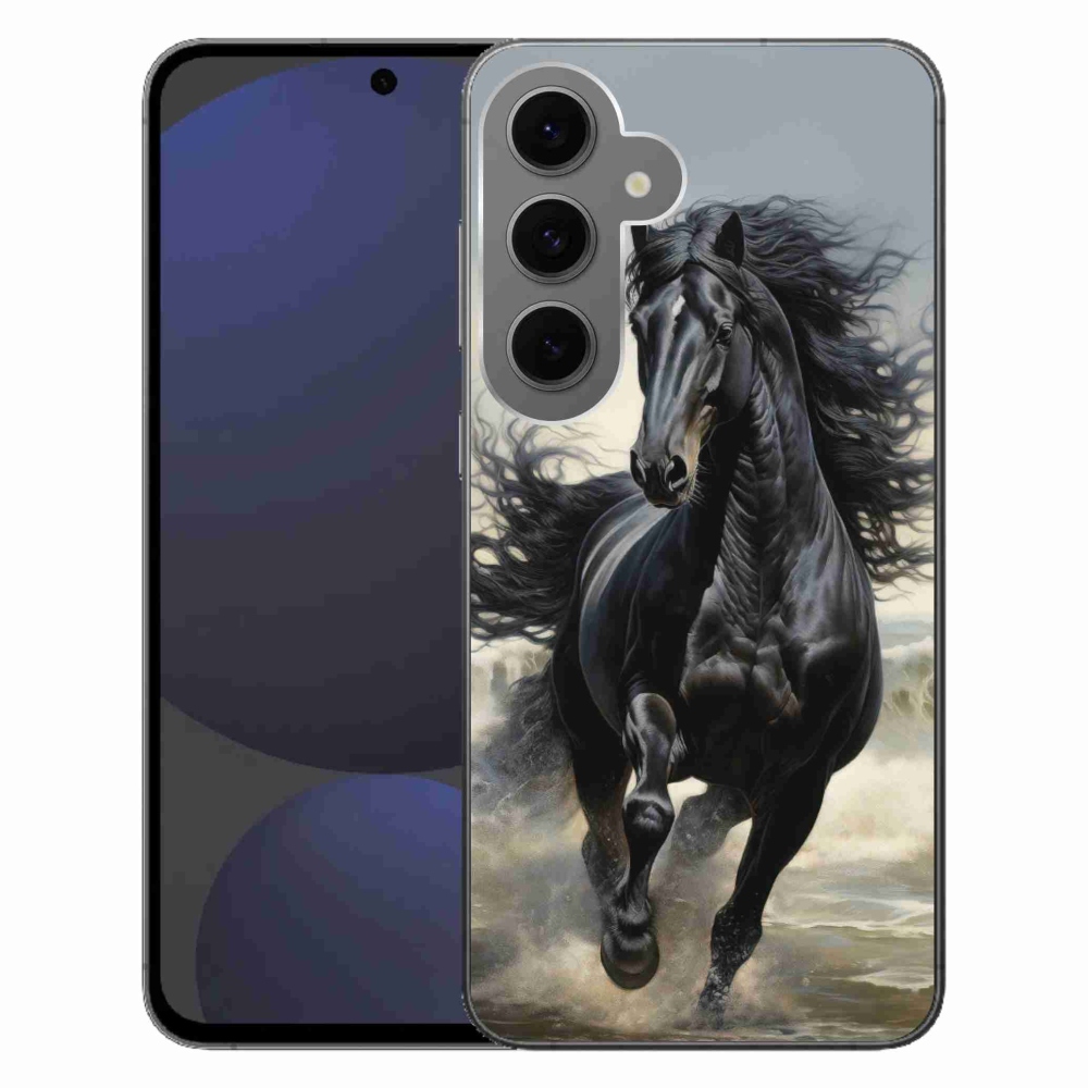 Gélový kryt mmCase na Samsung Galaxy S24FE - bežiaci čierny kôň