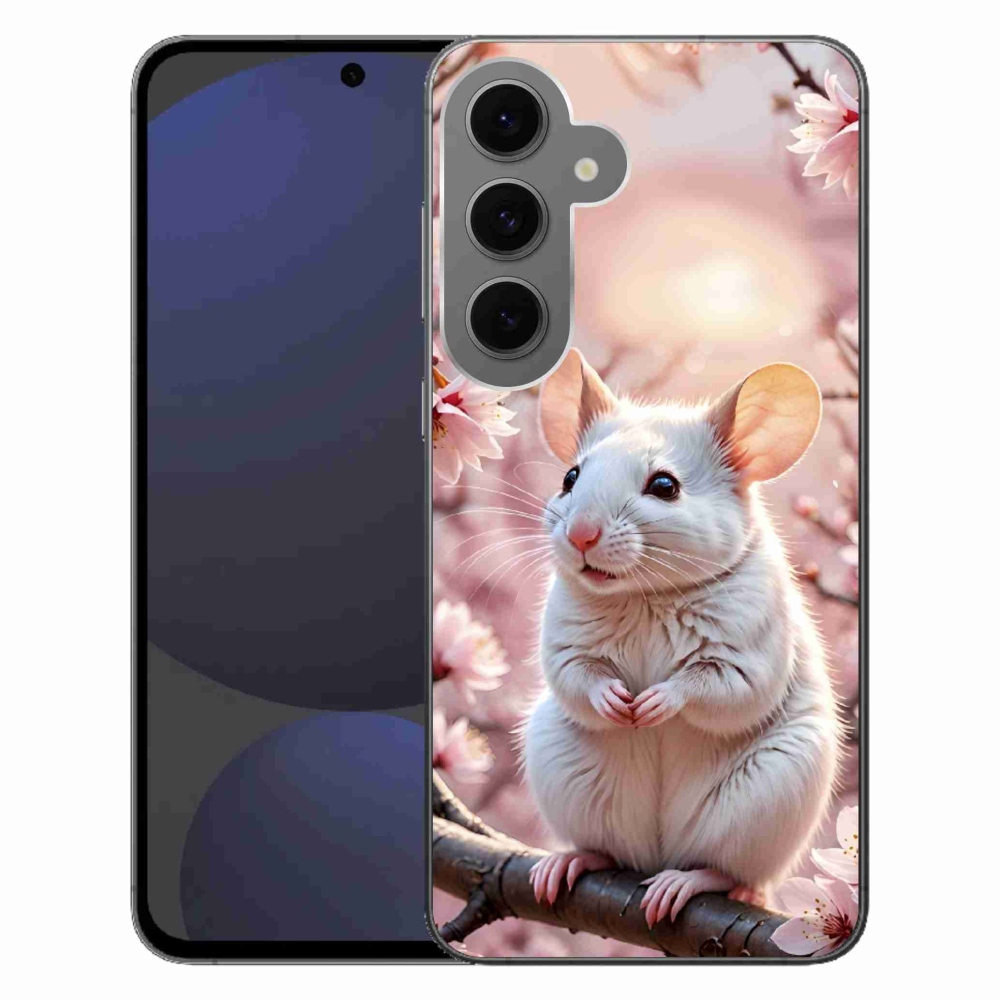 Gélový kryt mmCase na Samsung Galaxy S24FE - biela myš na vetve