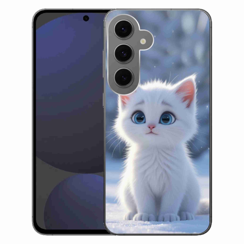 Gélový kryt mmCase na Samsung Galaxy S24FE - biele mačiatko 3