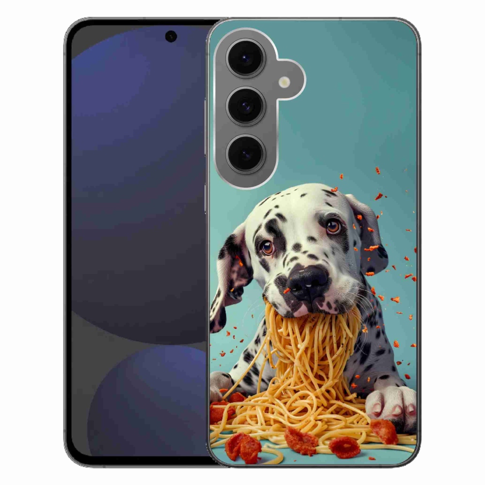 Gélový kryt mmCase na Samsung Galaxy S24FE - dalmatín a špagety