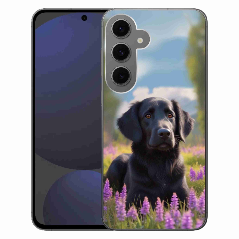 Gélový kryt mmCase na Samsung Galaxy S24FE - elegantný čierny retriever
