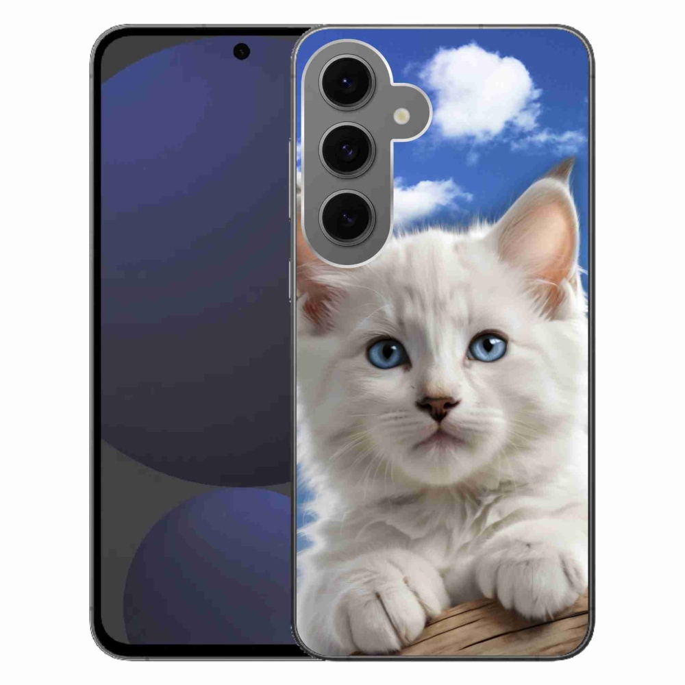 Gélový kryt mmCase na Samsung Galaxy S24FE - mačiatko a oblaky