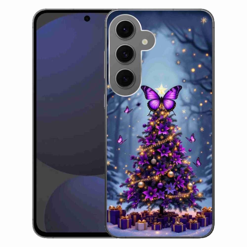 Gélový kryt mmCase na Samsung Galaxy S24FE - motýlí vianočný stromček