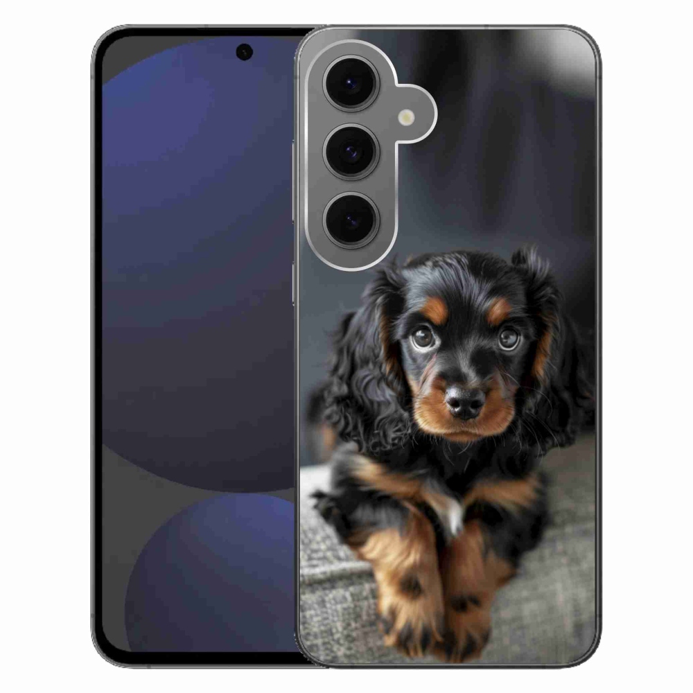 Gélový kryt mmCase na Samsung Galaxy S24FE - roztomilý dlhosrstý jazvečík