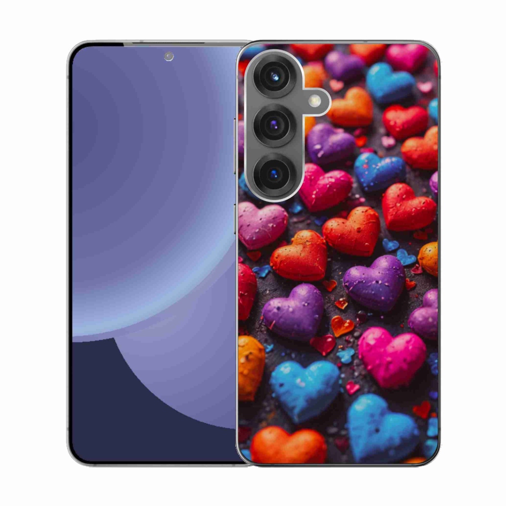 Gélový kryt mmCase na Samsung Galaxy S25 - farebné srdcia