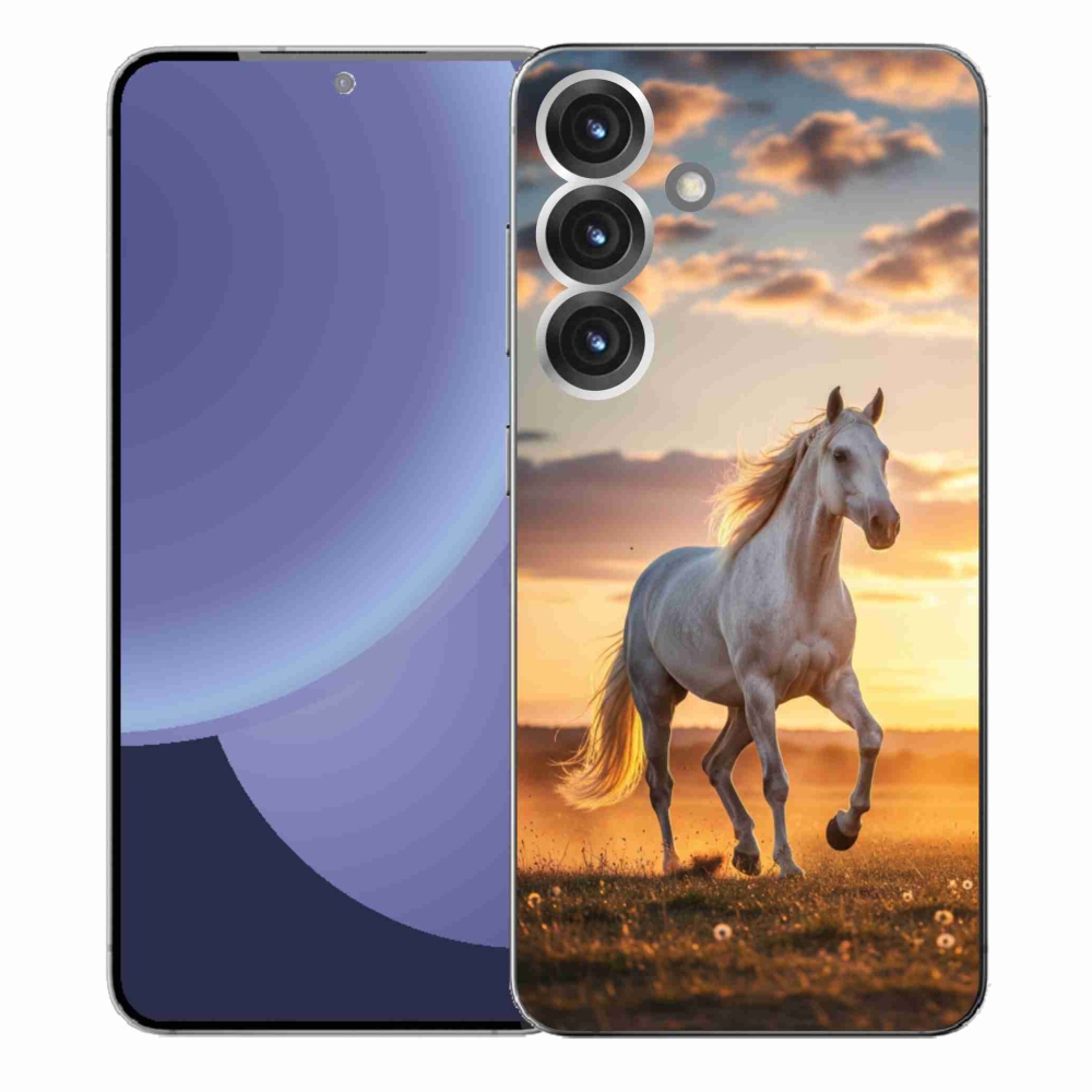 Gélový kryt mmCase na Samsung Galaxy S25+ - bežiaci biely kôň 2