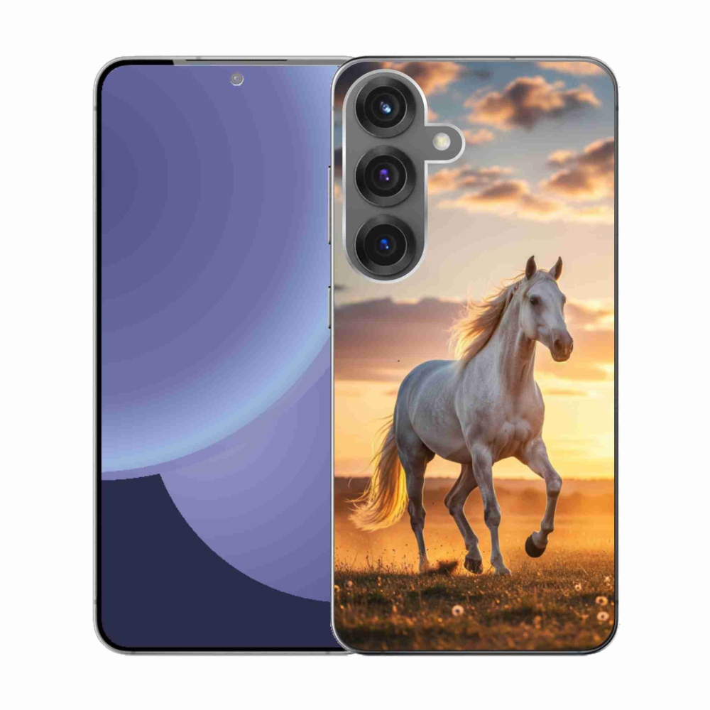 Gélový kryt mmCase na Samsung Galaxy S25 - bežiaci biely kôň 2