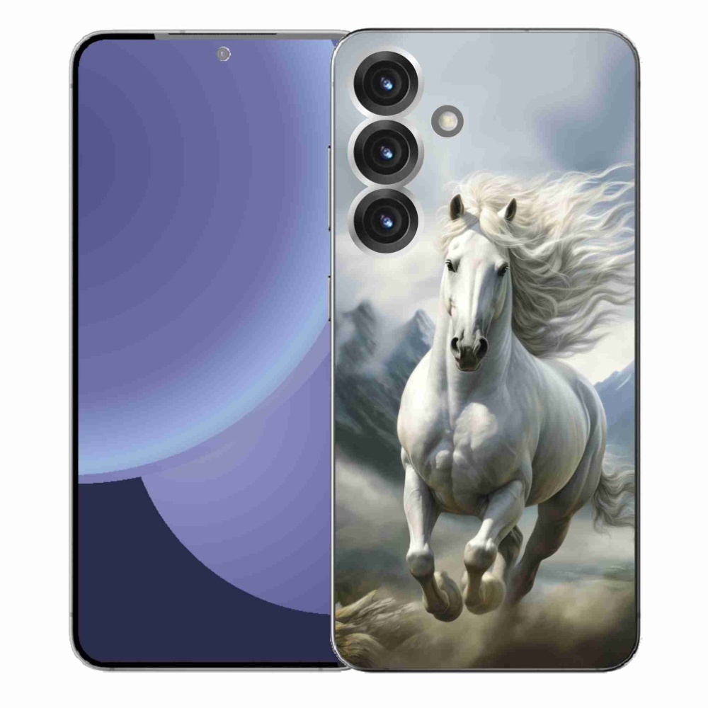 Gélový kryt mmCase na Samsung Galaxy S25+ - bežiaci biely kôň 3