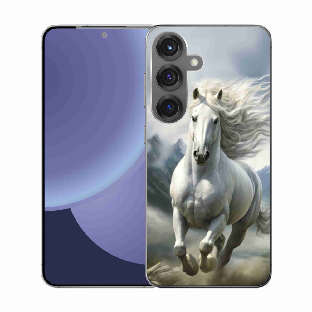 Gélový kryt mmCase na Samsung Galaxy S25 - bežiaci biely kôň 3