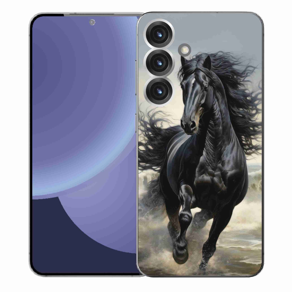 Gélový kryt mmCase na Samsung Galaxy S25+ - bežiaci čierny kôň
