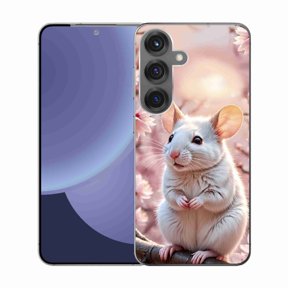 Gélový kryt mmCase na Samsung Galaxy S25 - biela myš na vetve
