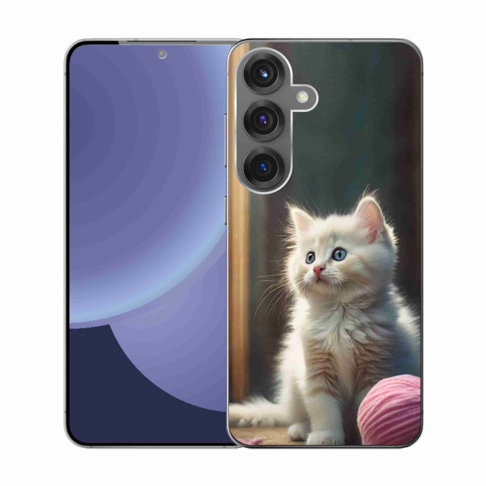 Gélový kryt mmCase na Samsung Galaxy S25 - biele mačiatko 2