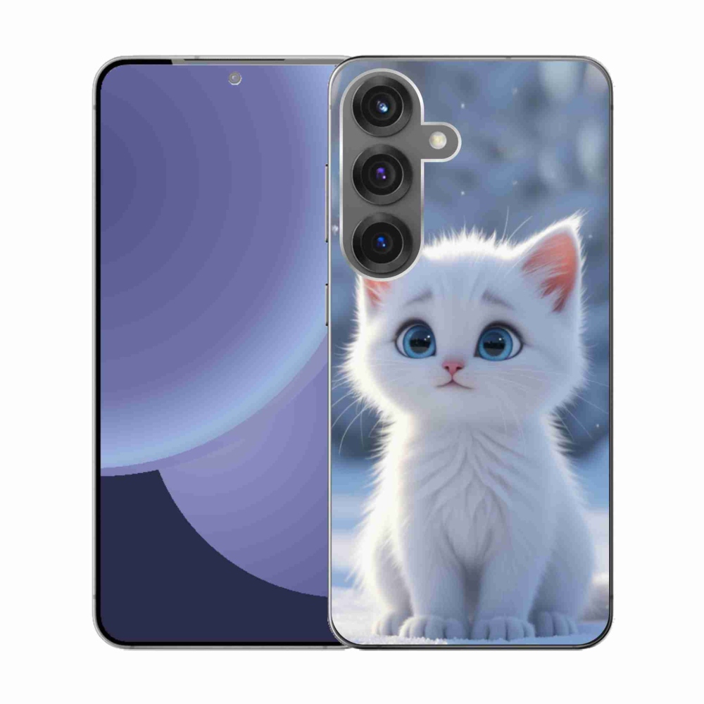 Gélový kryt mmCase na Samsung Galaxy S25 - biele mačiatko 3