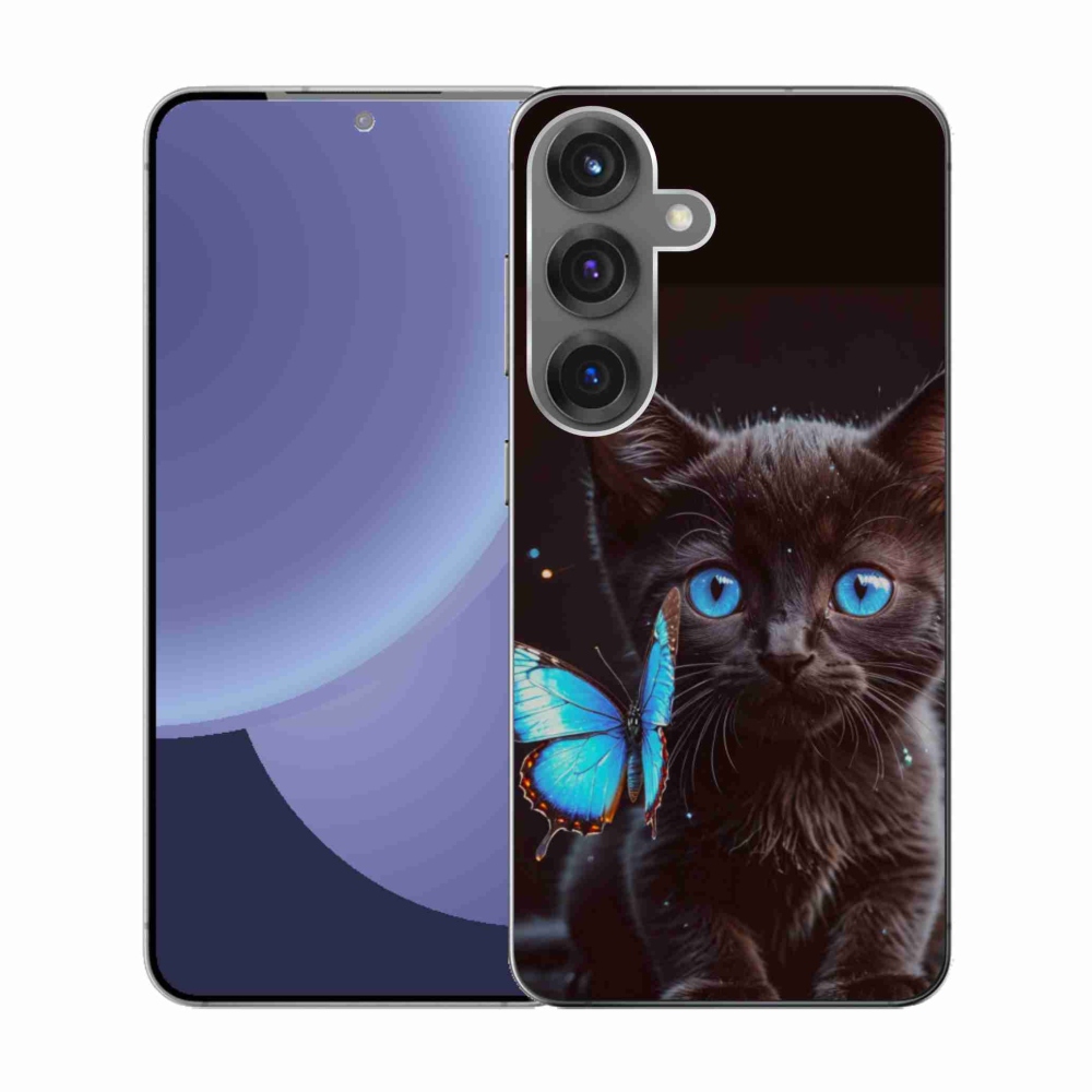 Gélový kryt mmCase na Samsung Galaxy S25 - čierne mačiatko 3