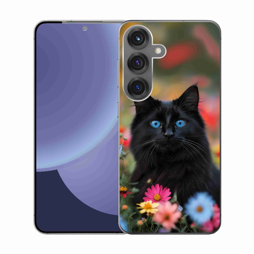 Gélový kryt mmCase na Samsung Galaxy S25 - čierne mačiatko 4