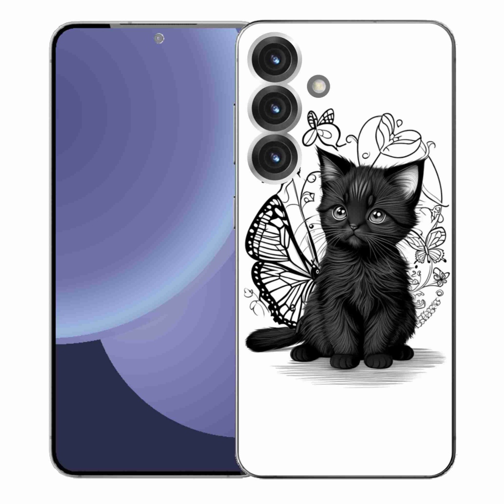 Gélový kryt mmCase na Samsung Galaxy S25+ - čierne mačiatko