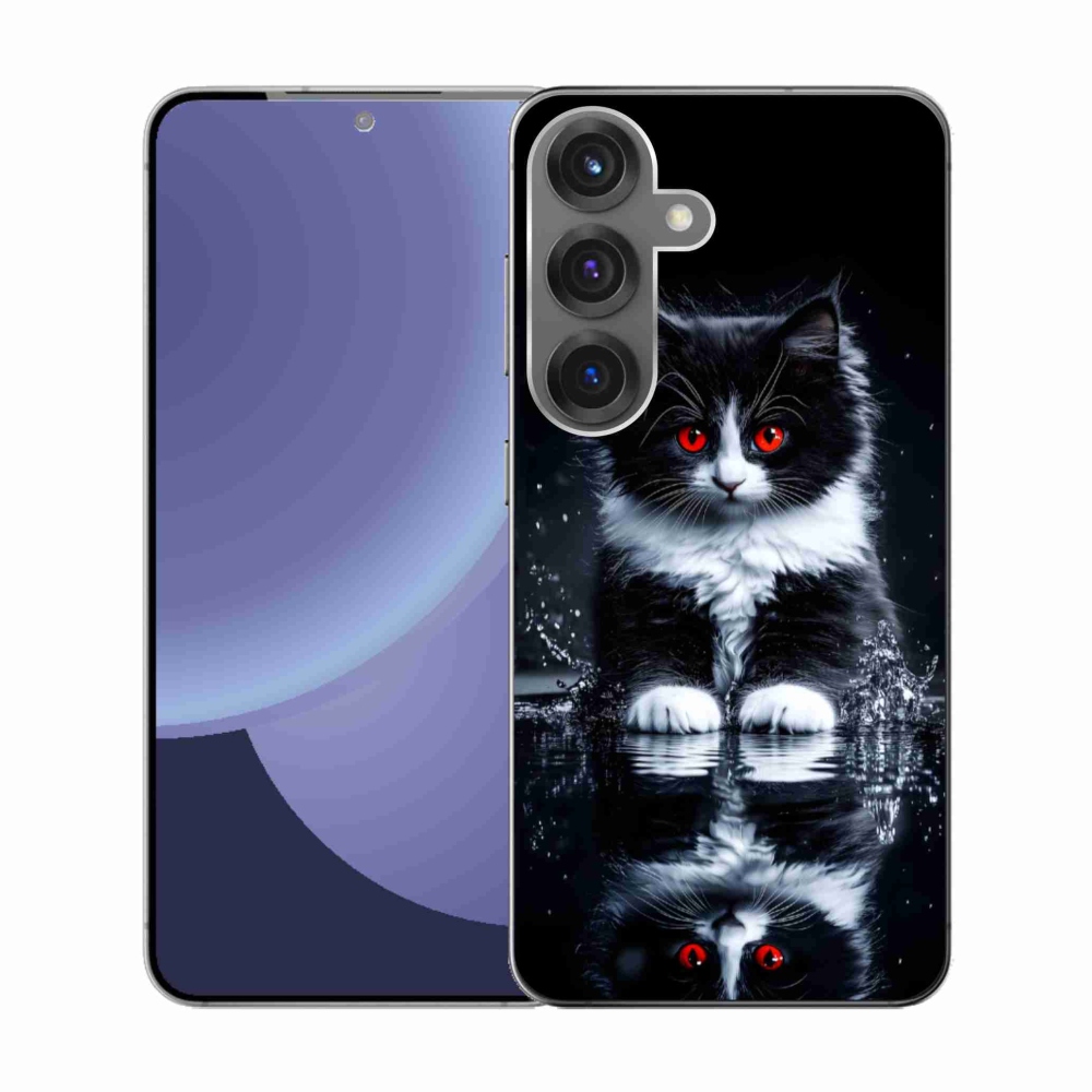 Gélový kryt mmCase na Samsung Galaxy S25 - čiernobiele mačiatko