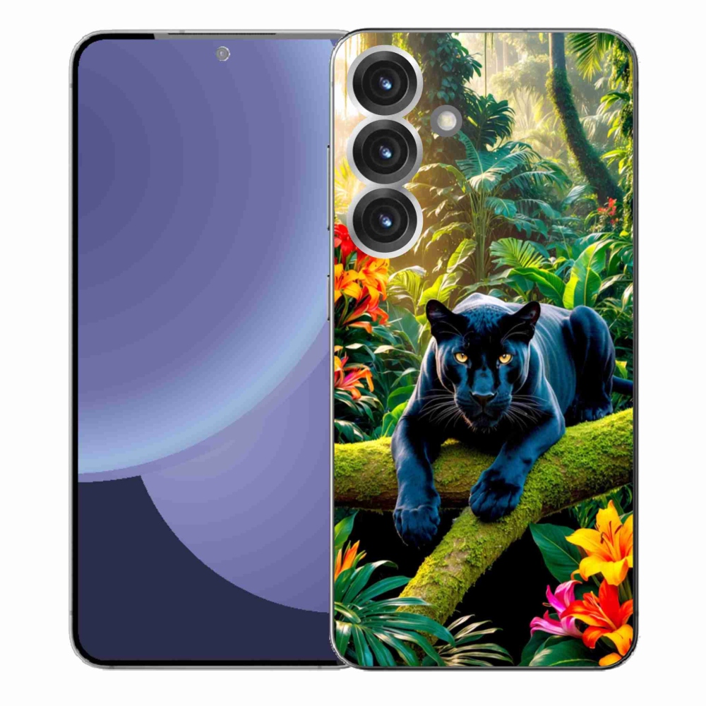 Gélový kryt mmCase na Samsung Galaxy S25+ - čierny panter v džungli