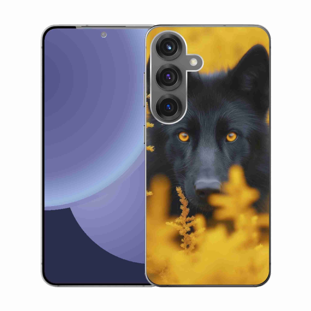 Gélový kryt mmCase na Samsung Galaxy S25 - čierny vlk 2