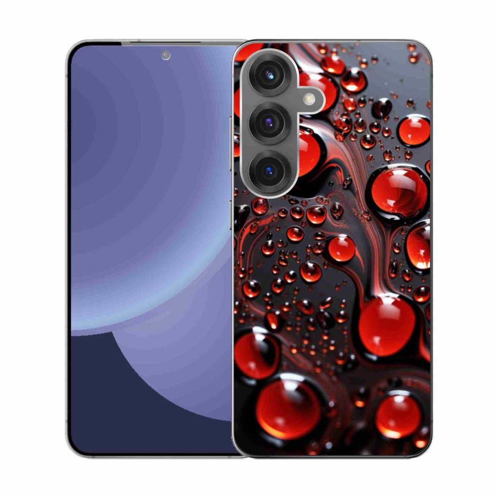 Gélový kryt mmCase na Samsung Galaxy S25 - červené kvapky 2